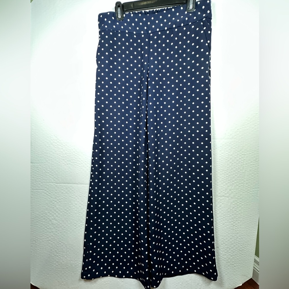 Adrienne Vittadini Blue Polka Dot Trousers